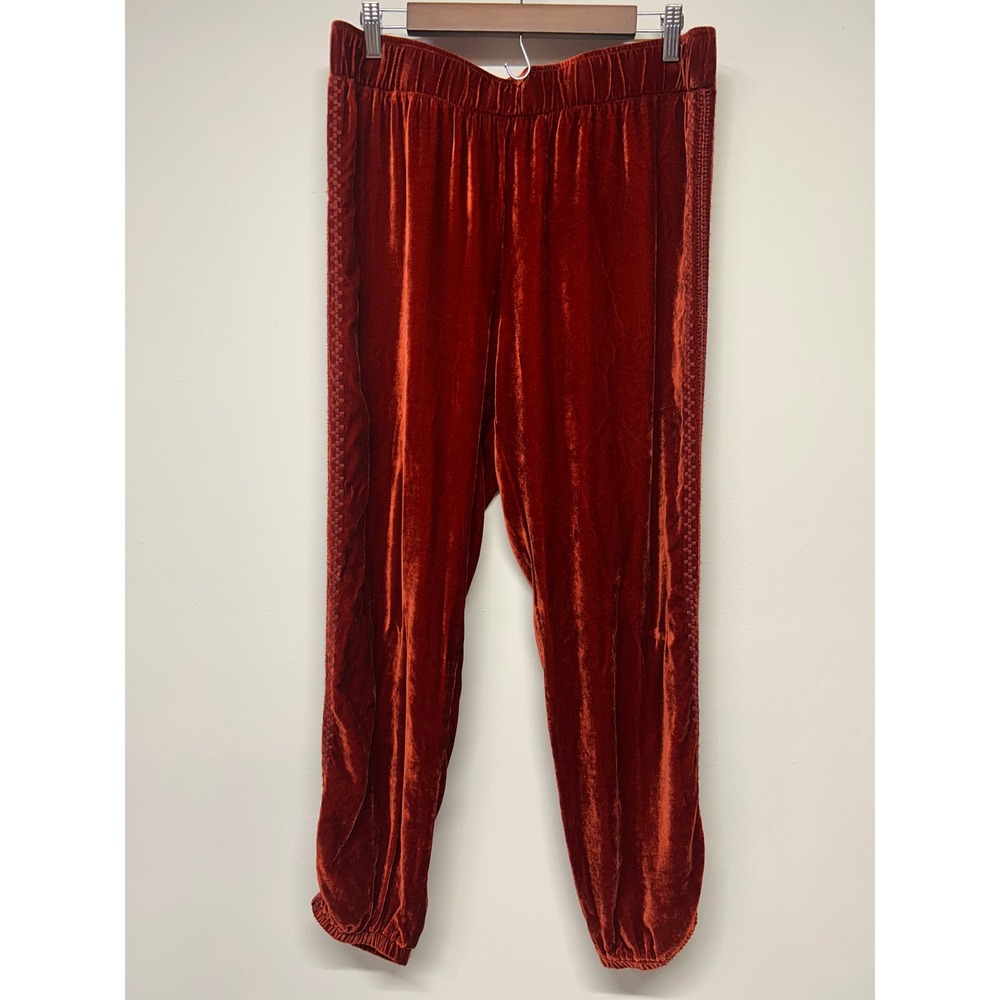 Johnny Was JWLosAngeles Velvet Joggers Orange Silk Blend‎ Embroidered Medium - Picture 2 of 6